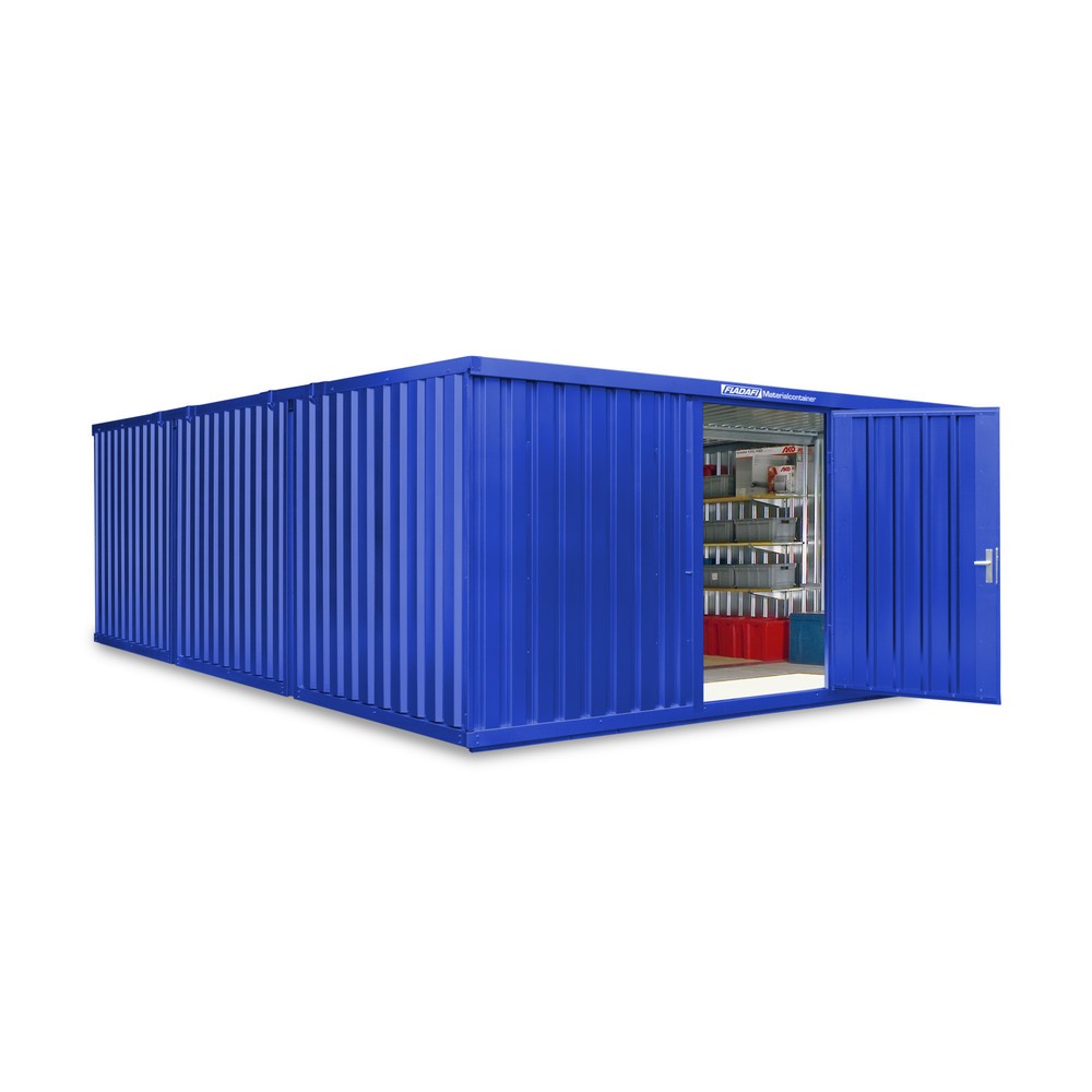 Numéro de l'image du produit 1: Combinaison de conteneurs à matériaux, 3 modules, HxlxP 2 150 x 5 080 x 6 520 mm, prémontés, plancher en bois, peint, bleu gentiane