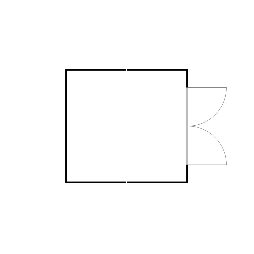 Numéro de l'image du produit 2: Combinaison de conteneurs de matériel FLADAFI® 16 m², démontés, avec plancher en bois, dimensions extérieures 4 050x4 340x2 150 mm, porte à doubles battants, au centre du côté avant