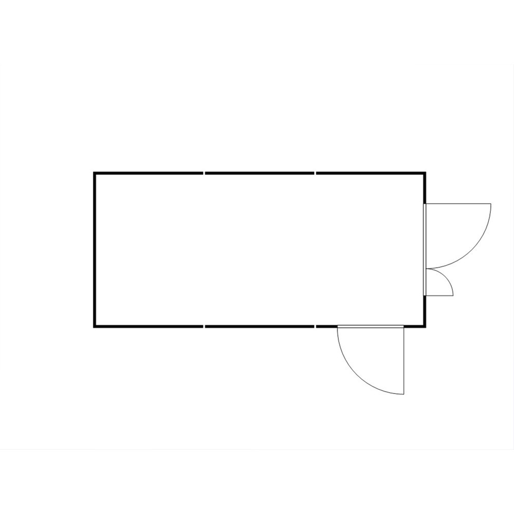 Numéro de l'image du produit 2: Combinaison de conteneurs de matériel FLADAFI® 18 m², démontés, avec plancher en bois, dimensions extérieures 3 050x6 520x2 150 mm, porte à doubles battants (division asymétrique), au centre du côté avant, porte supplémentaire