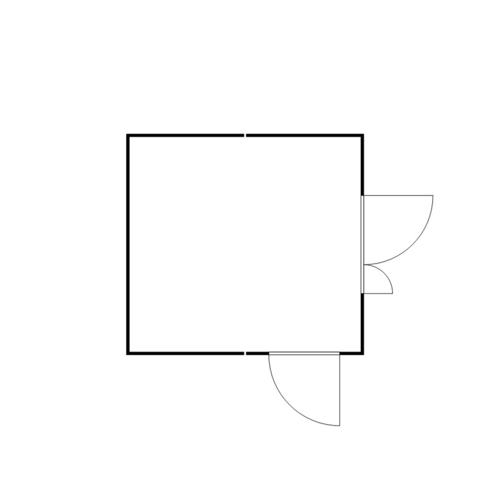 Numéro de l'image du produit 2: Combinaison de conteneurs de matériel FLADAFI® 16 m², démontés, sans fond, dimensions extérieures 4 050x4 340x2 115 mm, porte à doubles battants (division asymétrique), au centre du côté avant, porte supplémentaire