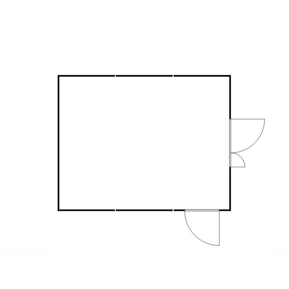 Numéro de l'image du produit 2: Combinaison de conteneurs de matériel FLADAFI® 32 m², démontés, avec plancher en bois, dimensions extérieures 5 080x6 520x2 150 mm, porte à doubles battants (division asymétrique), au centre du côté avant, porte supplémentaire