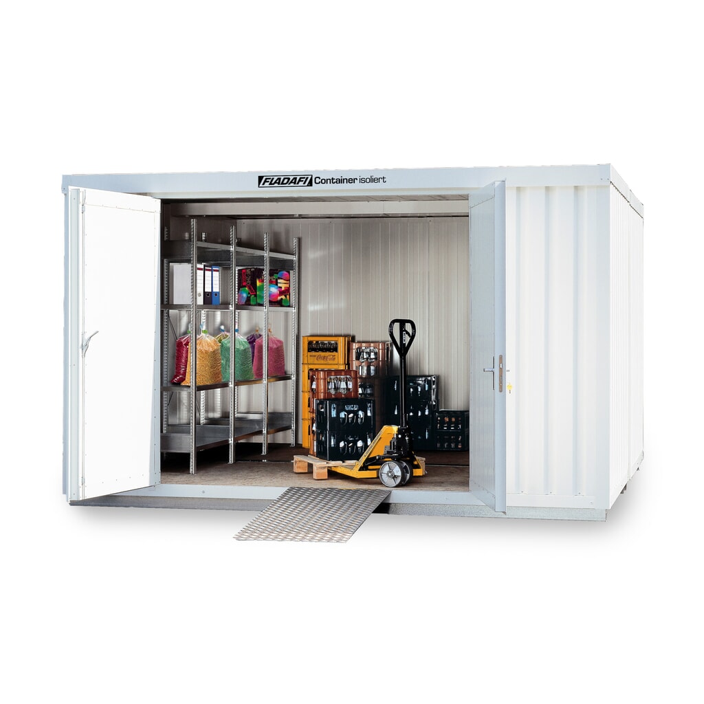 Combinaison de conteneur à matériaux FLADAFI®, isolée, 12 m², avec sol isolé, haut. x larg. x prof. 2 500 x 3 050 x 4 340 mm, porte à un battant, au centre du modules Illustration du produit: Combinaison de conteneur à matériaux FLADAFI®, isolée, 12 m², avec sol isolé, haut. x larg. x prof. 2 500 x 3 050 x 4 340 mm, porte à un battant, au centre du modules