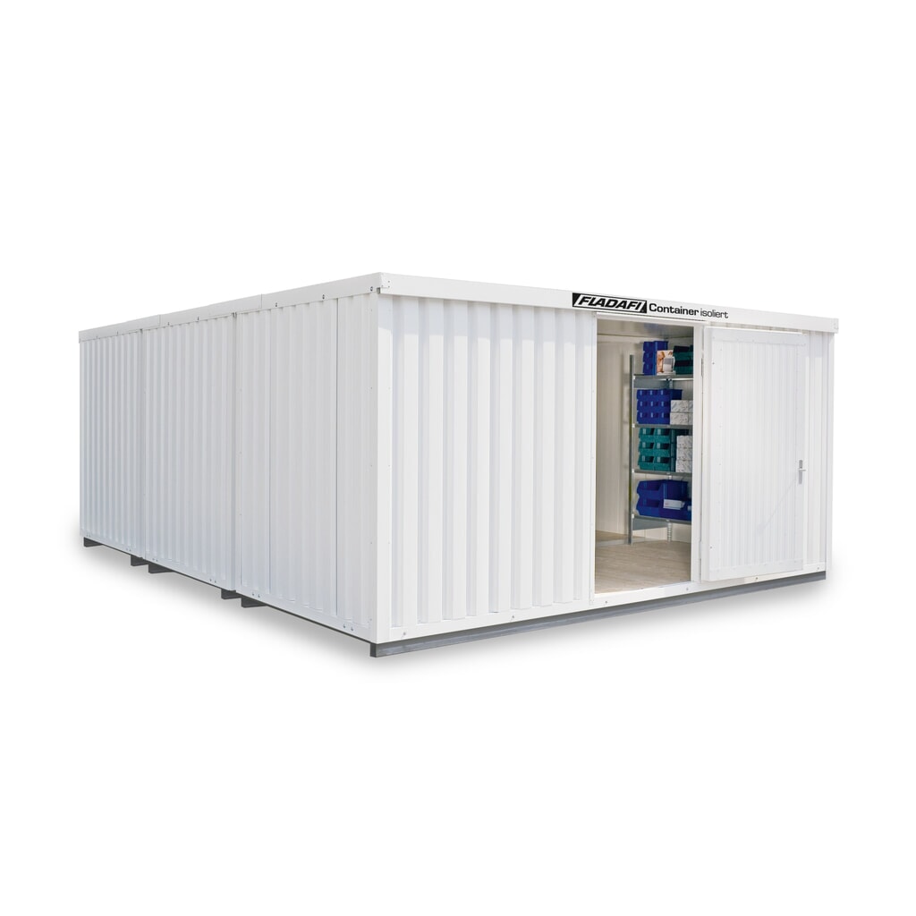 Combinaison de conteneur de matériaux FLADAFI®, isolé, 29 m², avec sol isolé, haut. x larg. x prof. 2 465 x 5 080 x 6 520 mm, Porte à doubles battants (division asymétrique), centrée dans les modules Illustration du produit: Combinaison de conteneur de matériaux FLADAFI®, isolé, 29 m², avec sol isolé, haut. x larg. x prof. 2 465 x 5 080 x 6 520 mm, Porte à doubles battants (division asymétrique), centrée dans les modules
