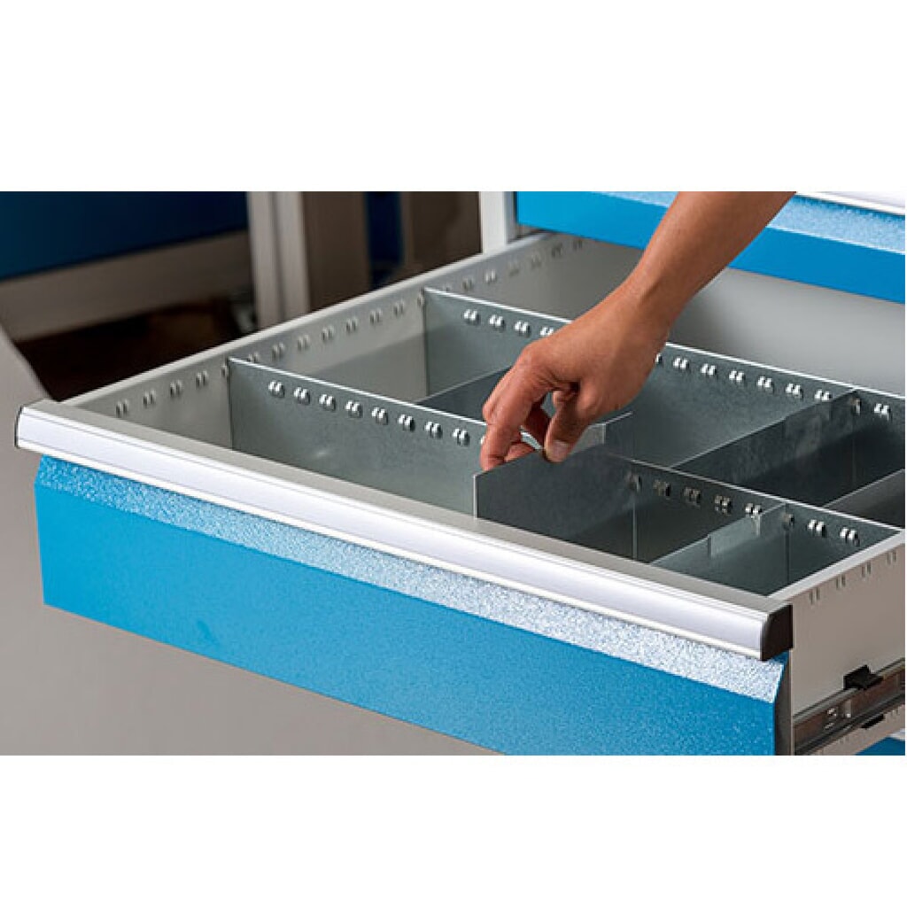 N° de l'image du produit 2 : Compartimentage de tiroir métallique pour établis en ligne Bedrunka+Hirth, pour une hauteur de façade de 150 mm, 9 compartiments
