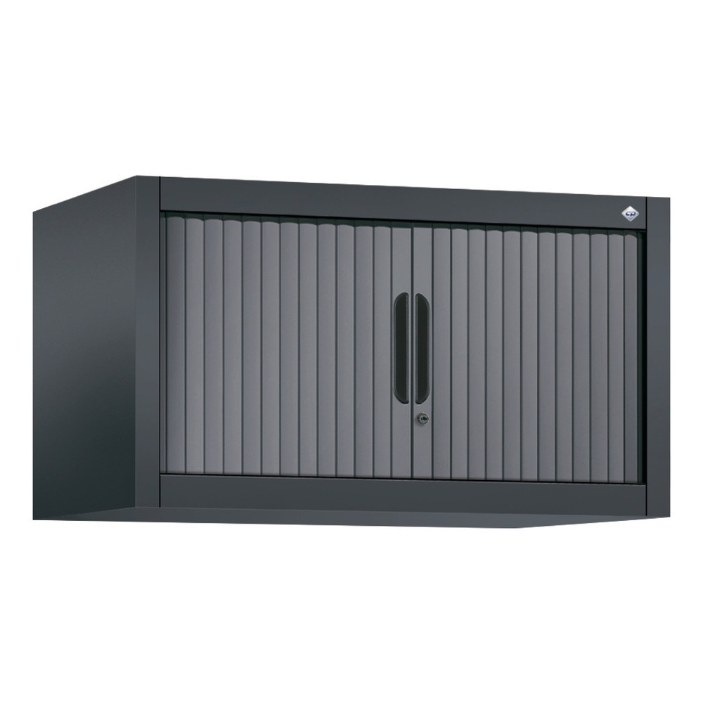 Illustration du produit: Complément d’armoire à volet roulant C+P, 1 hauteur de classeur, largeur 800 mm, gris noir