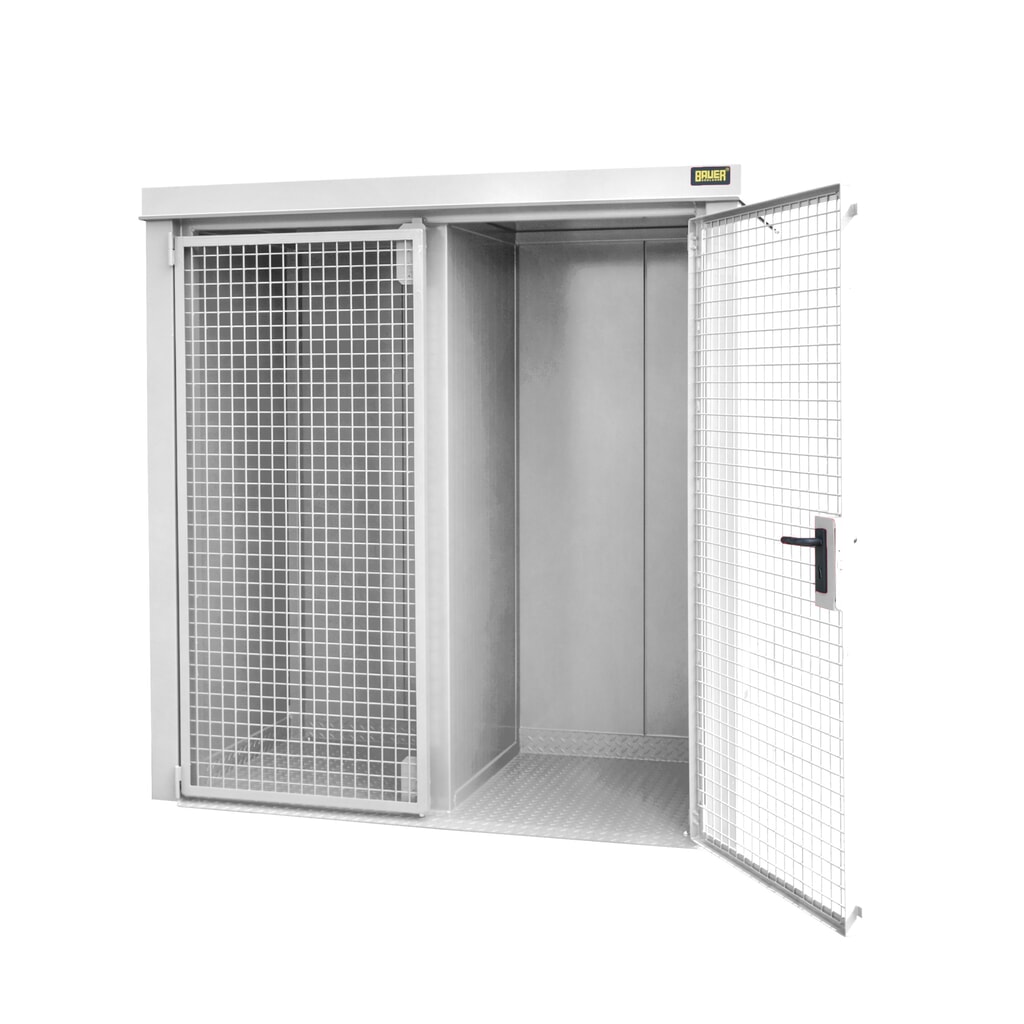Conteneur de stockage pour bouteilles de gaz Bauer® GFC-B/W M1, peint, gris-blanc Illustration du produit: Conteneur de stockage pour bouteilles de gaz Bauer® GFC-B/W M1, peint, gris-blanc