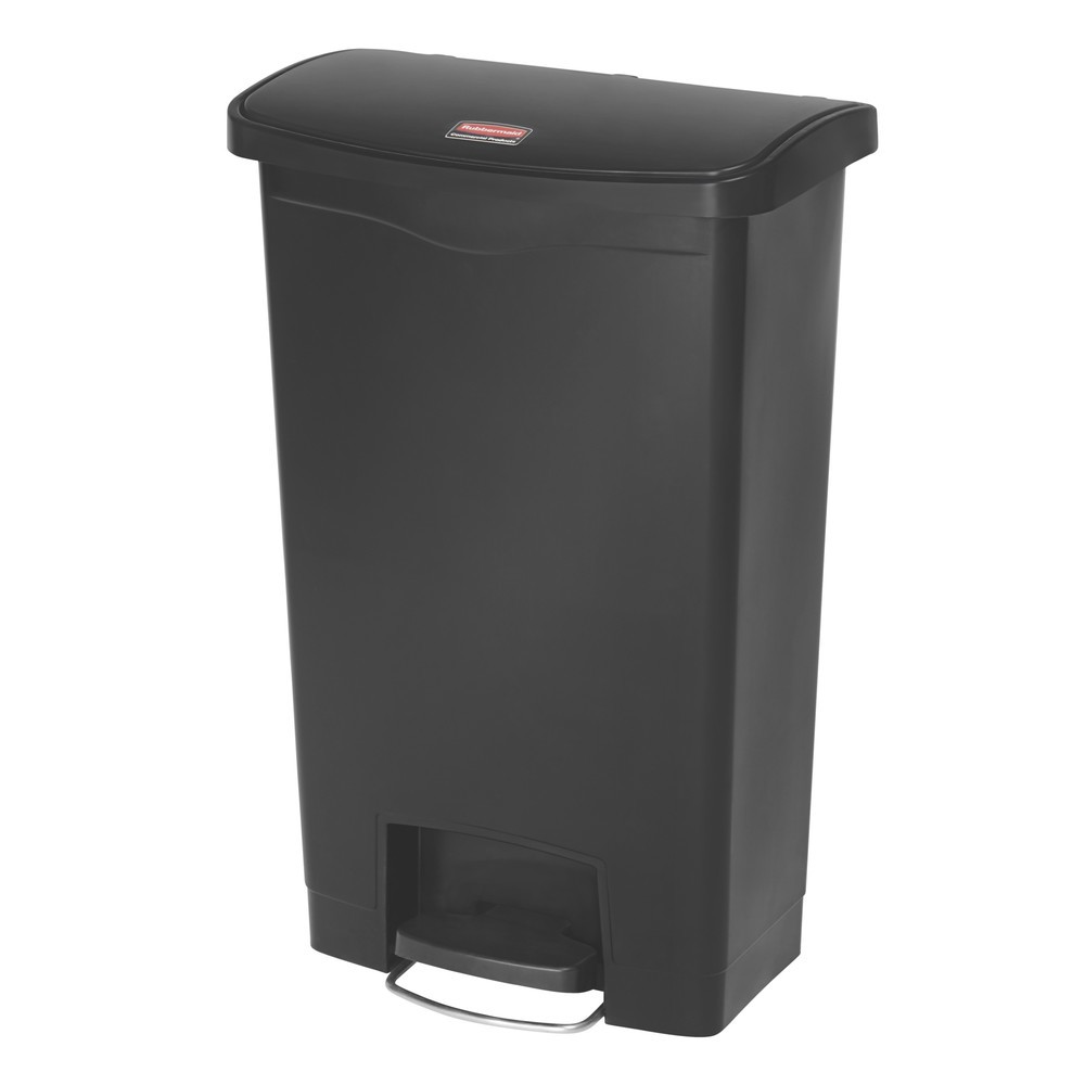 Numéro de l'image du produit 1: Rubbermaid Slim Jim® Poubelle à pédale latérale large en plastique Noir 90 litres