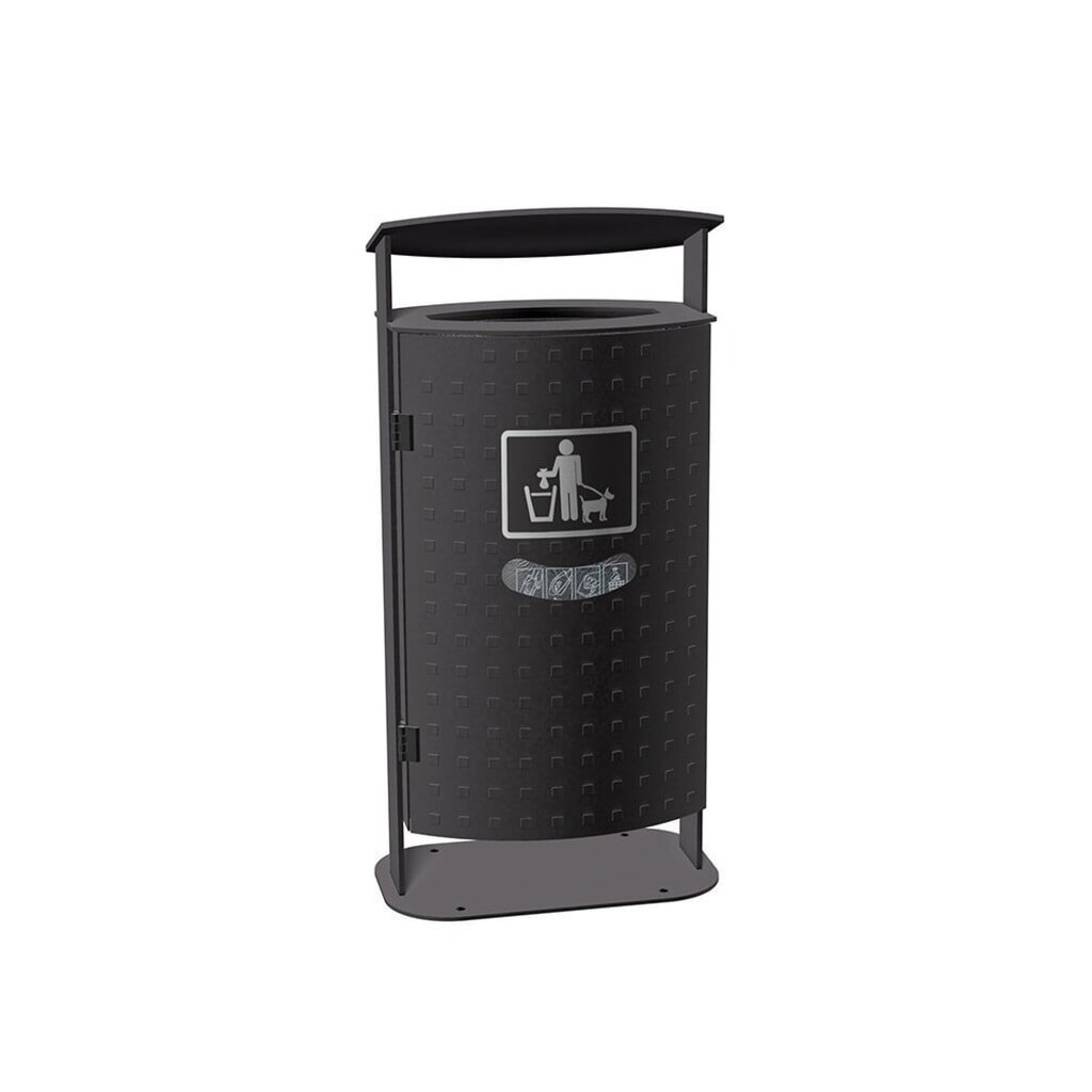 Conteneur à déchets RENNER avec capot biseauté modèle 7092, 70 litres, design tôle alvéolée