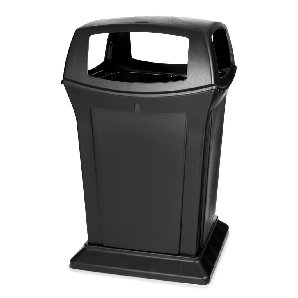 Illustration du produit: Conteneur à déchets Rubbermaid Ranger®, 4 orifices d’insertion, 170,3 l, noir
