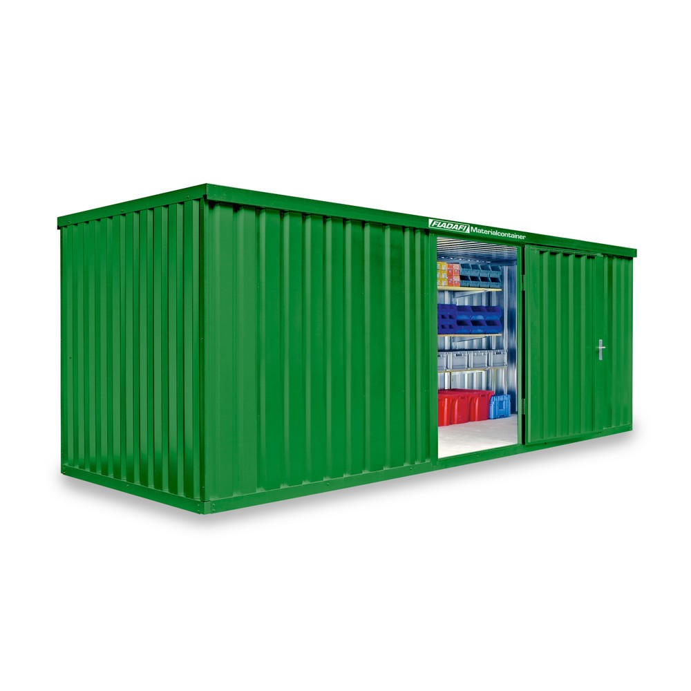 Numéro de l'image du produit 1: Conteneur à matériaux module unique, HxlxP 2 150 x 6 080 x 2 170 mm, monté, plancher en bois, peint, vert herbe