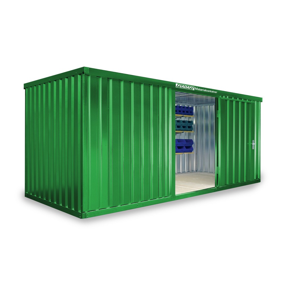 Numéro de l'image du produit 1: Conteneur à matériaux module unique, HxlxP 2 150 x 5 080 x 2 170 mm, monté, plancher en bois, peint, vert herbe