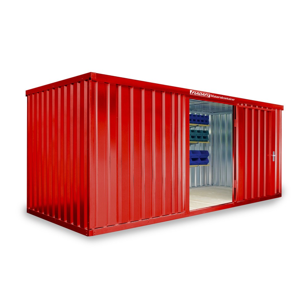 Numéro de l'image du produit 1: Conteneur à matériaux module unique, HxlxP 2 150 x 5 080 x 2 170 mm, monté, plancher en bois, peint rouge feu