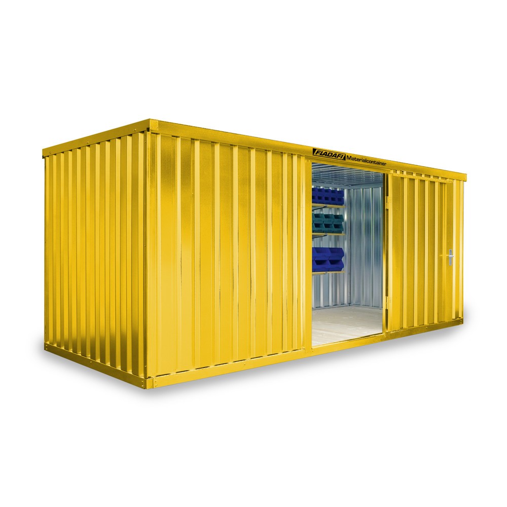 Numéro de l'image du produit 1: Conteneur à matériaux module unique, HxlxP 2 150 x 5 080 x 2 170 mm, monté, plancher en bois, peint, jaune signalisation