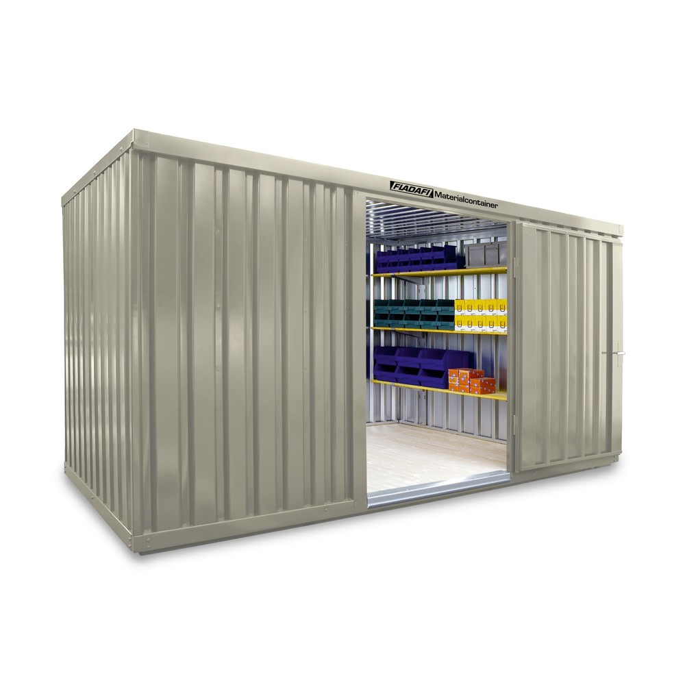 Numéro de l'image du produit 1: Conteneur à matériaux module unique, HxlxP 2 150 x 4 050 x 2 170 mm, monté, plancher en bois, peint, blanc gris