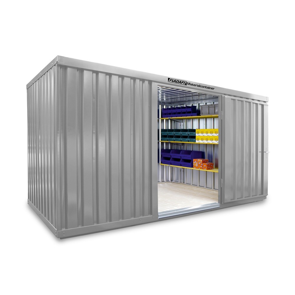 Numéro de l'image du produit 1: Conteneur matériau module unique, HxLxP 2 150 x 4,050 x 2 170 mm, monté, plancher en bois, peint, gris clair
