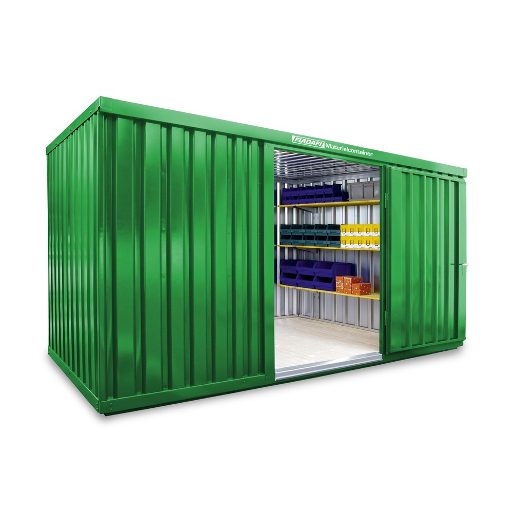 Numéro de l'image du produit 1: Conteneur à matériaux module unique, HxlxP 2 150 x 4 050 x 2 170 mm, monté, plancher en bois, peint, vert herbe