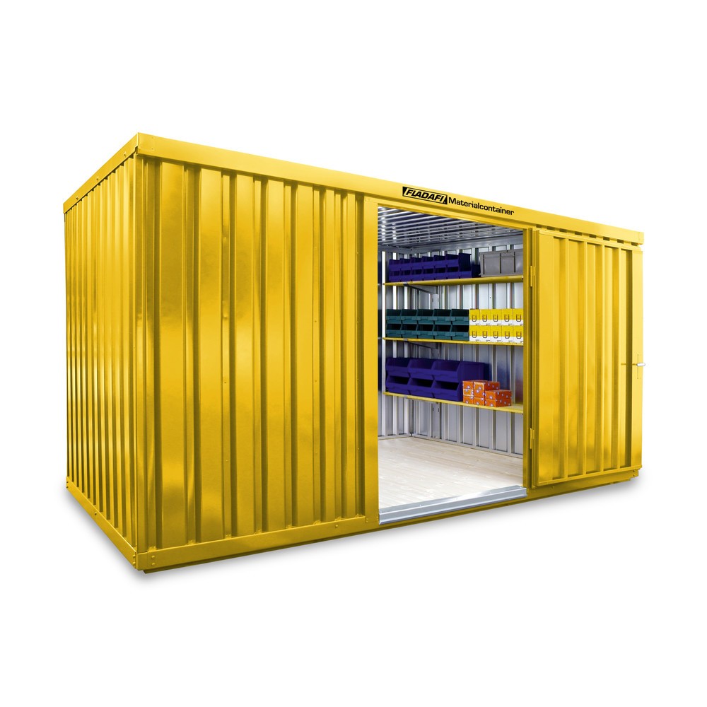 Numéro de l'image du produit 1: Conteneur à matériaux module unique, HxlxP 2 150 x 4 050 x 2 170 mm, monté, plancher en bois, peint, jaune signalisation