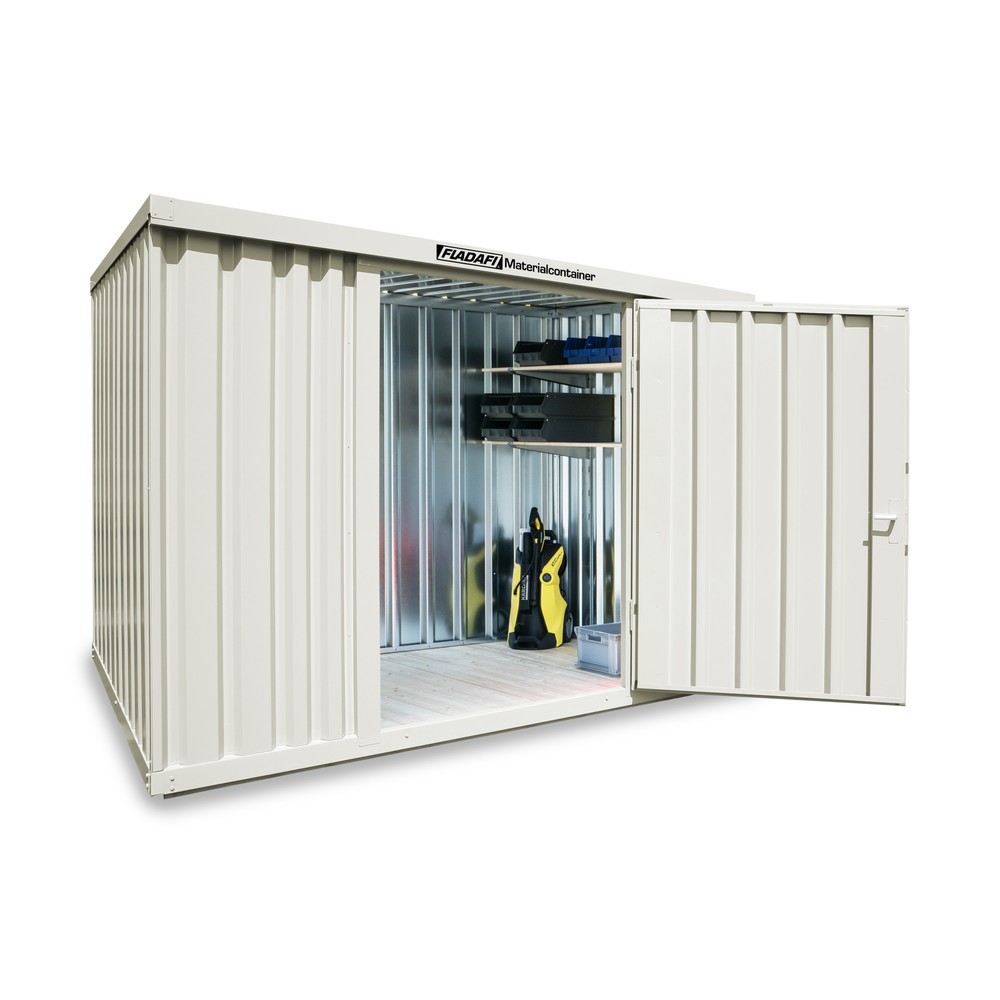 Numéro de l'image du produit 1: Conteneur à matériaux module unique, HxlxP 2 150 x 3 050 x 2 170 mm, monté, plancher en bois, peint, blanc gris