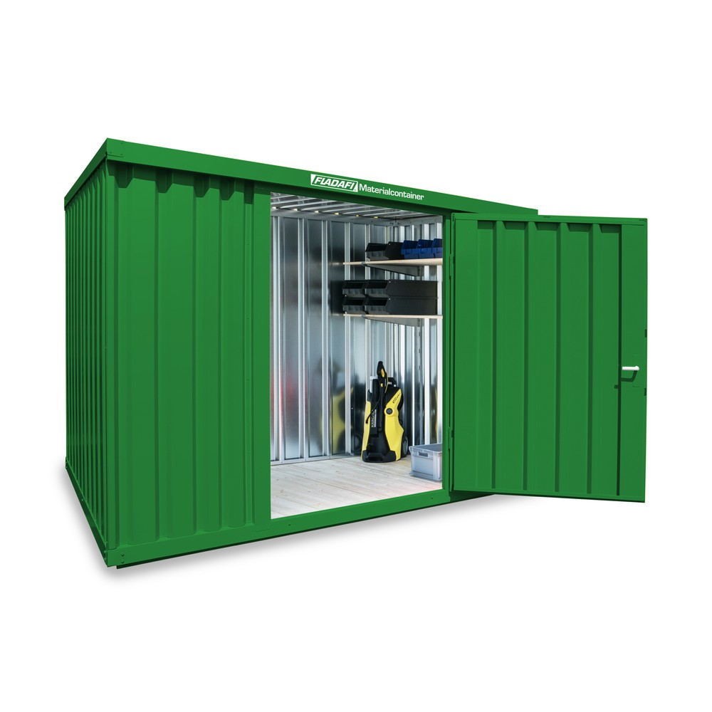 Numéro de l'image du produit 1: Conteneur à matériaux module unique, HxlxP 2 150 x 3 050 x 2 170 mm, monté, plancher en bois, peint, vert herbe