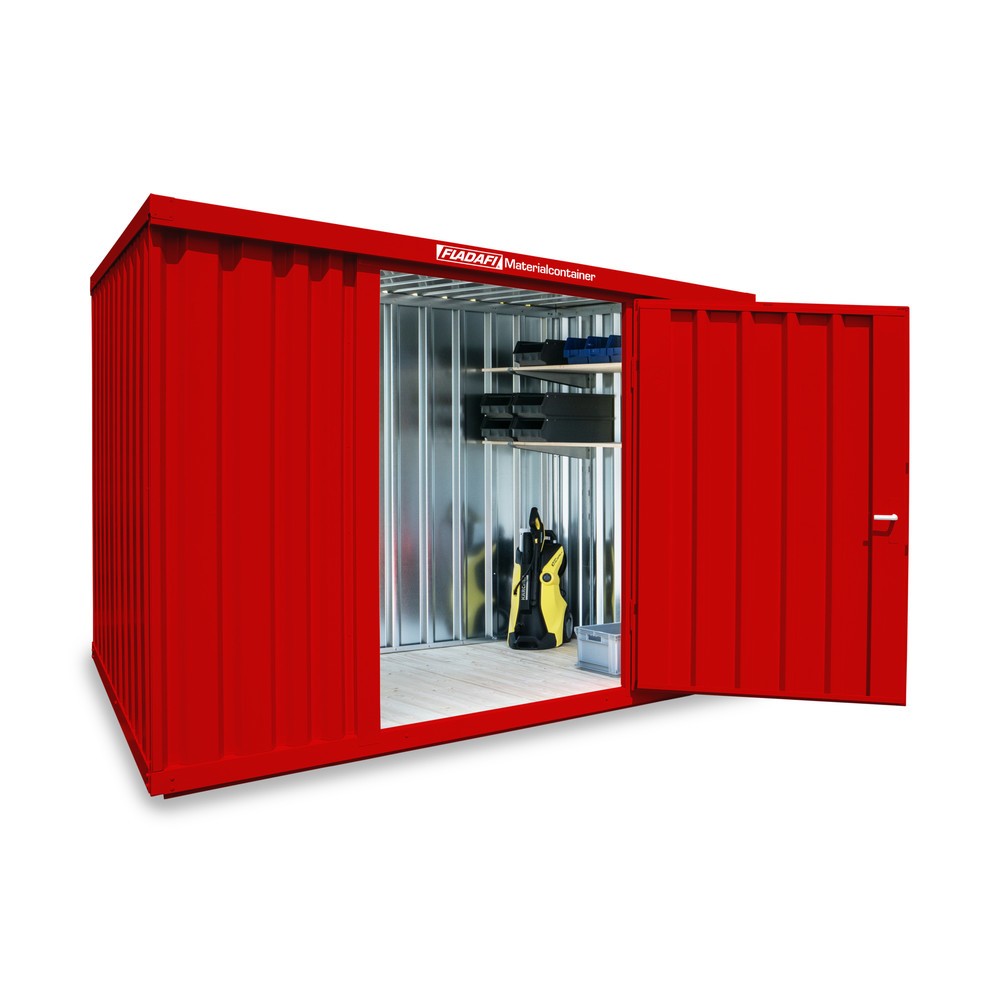 Numéro de l'image du produit 1: Conteneur à matériaux module unique, HxlxP 2 150 x 3 050 x 2 170 mm, monté, plancher en bois, peint rouge feu