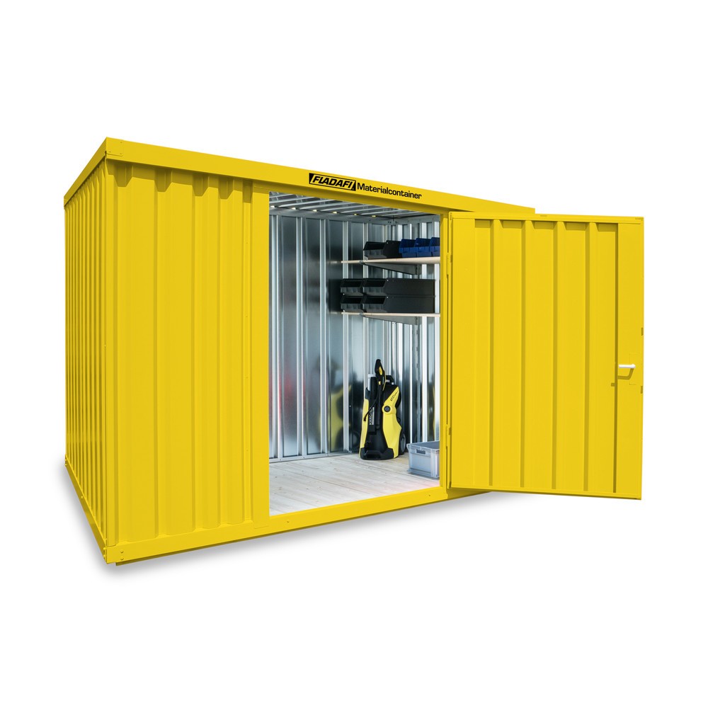 Numéro de l'image du produit 1: Conteneur à matériaux module unique, HxlxP 2 150 x 3 050 x 2 170 mm, monté, plancher en bois, peint, jaune signalisation