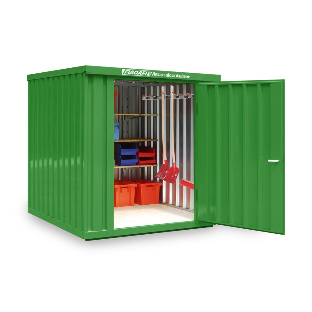 Numéro de l'image du produit 1: Conteneur à matériaux module unique, HxlxP 2 150 x 2 100 x 2 170 mm, monté, plancher en bois, peint, vert herbe