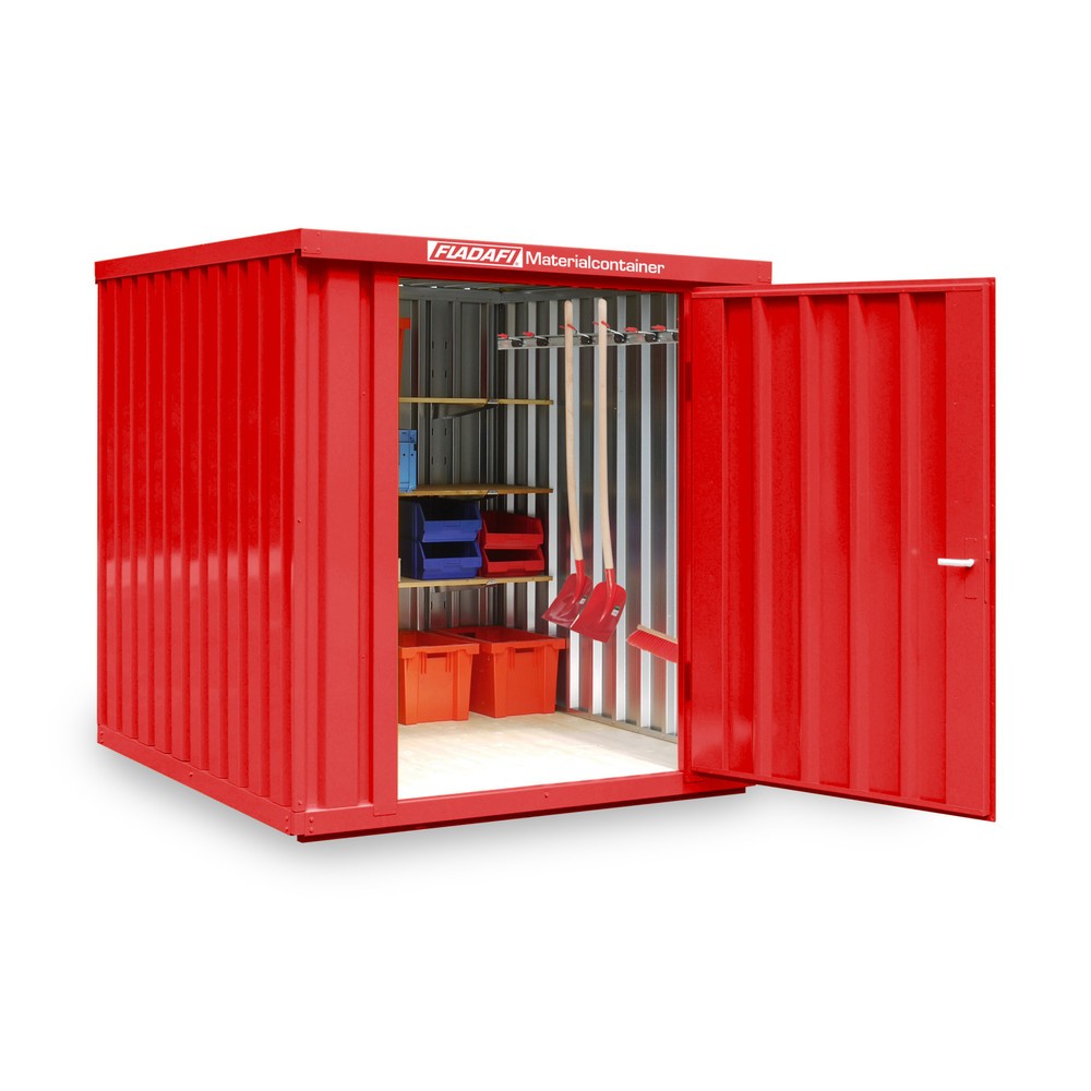 Numéro de l'image du produit 1: Conteneur à matériaux module unique, HxlxP 2 150 x 2 100 x 2 170 mm, monté, plancher en bois, peint rouge feu
