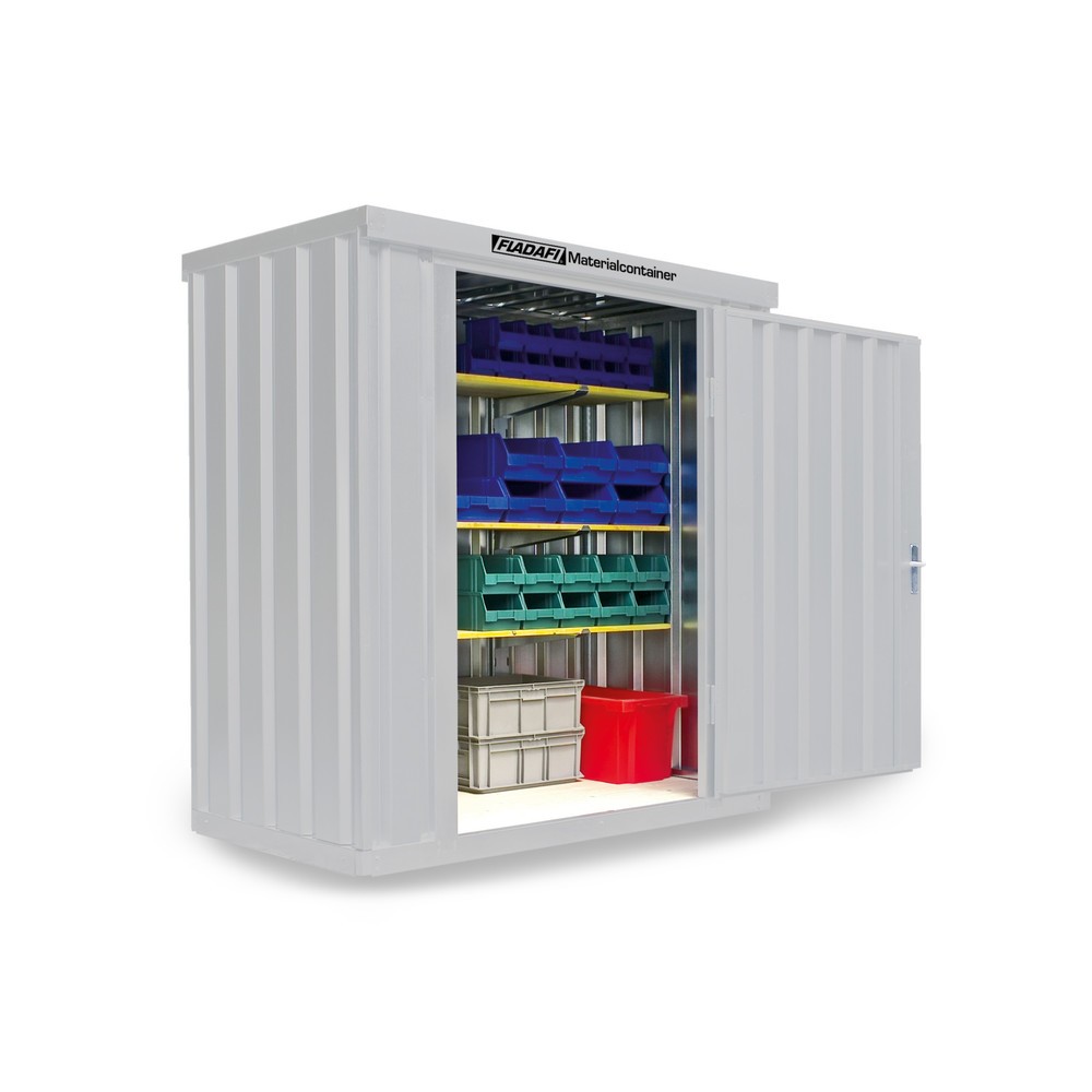Numéro de l'image du produit 1: Conteneur à matériaux module unique, HxlxP 2 150 x 2 100 x 1 140 mm, monté, plancher en bois, peint, blanc gris