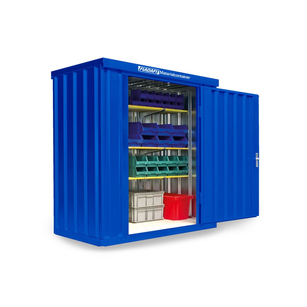 Numéro de l'image du produit 1: Conteneur à matériaux module unique, HxlxP 2 150 x 2 100 x 1 140 mm, monté, plancher en bois, peint, bleu gentiane