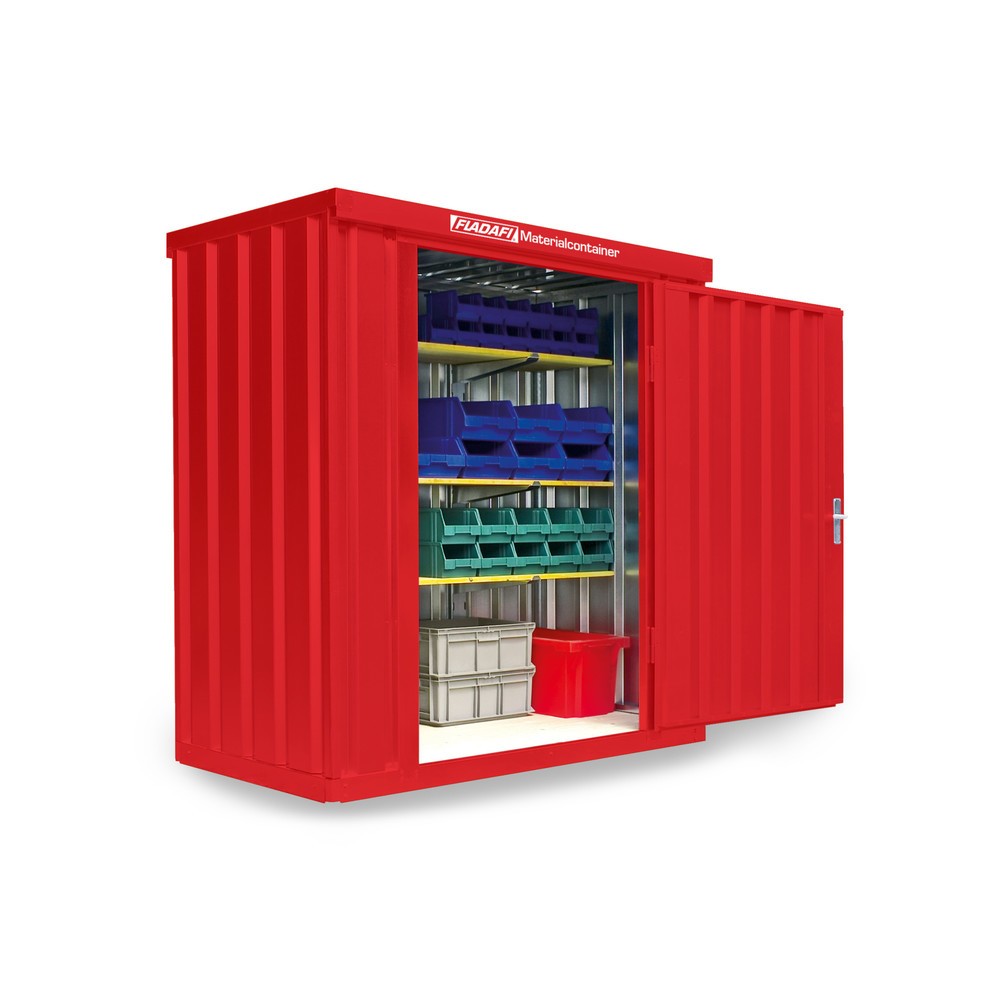 Numéro de l'image du produit 1: Conteneur à matériaux module unique, HxlxP 2 150 x 2 100 x 1 140 mm, monté, plancher en bois, peint rouge feu