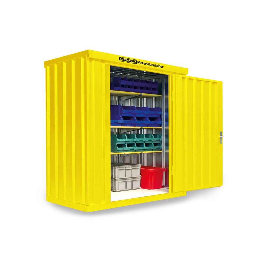 Numéro de l'image du produit 1: Conteneur à matériaux module unique, HxlxP 2 150 x 2 100 x 1 140 mm, monté, plancher en bois, peint, jaune signalisation
