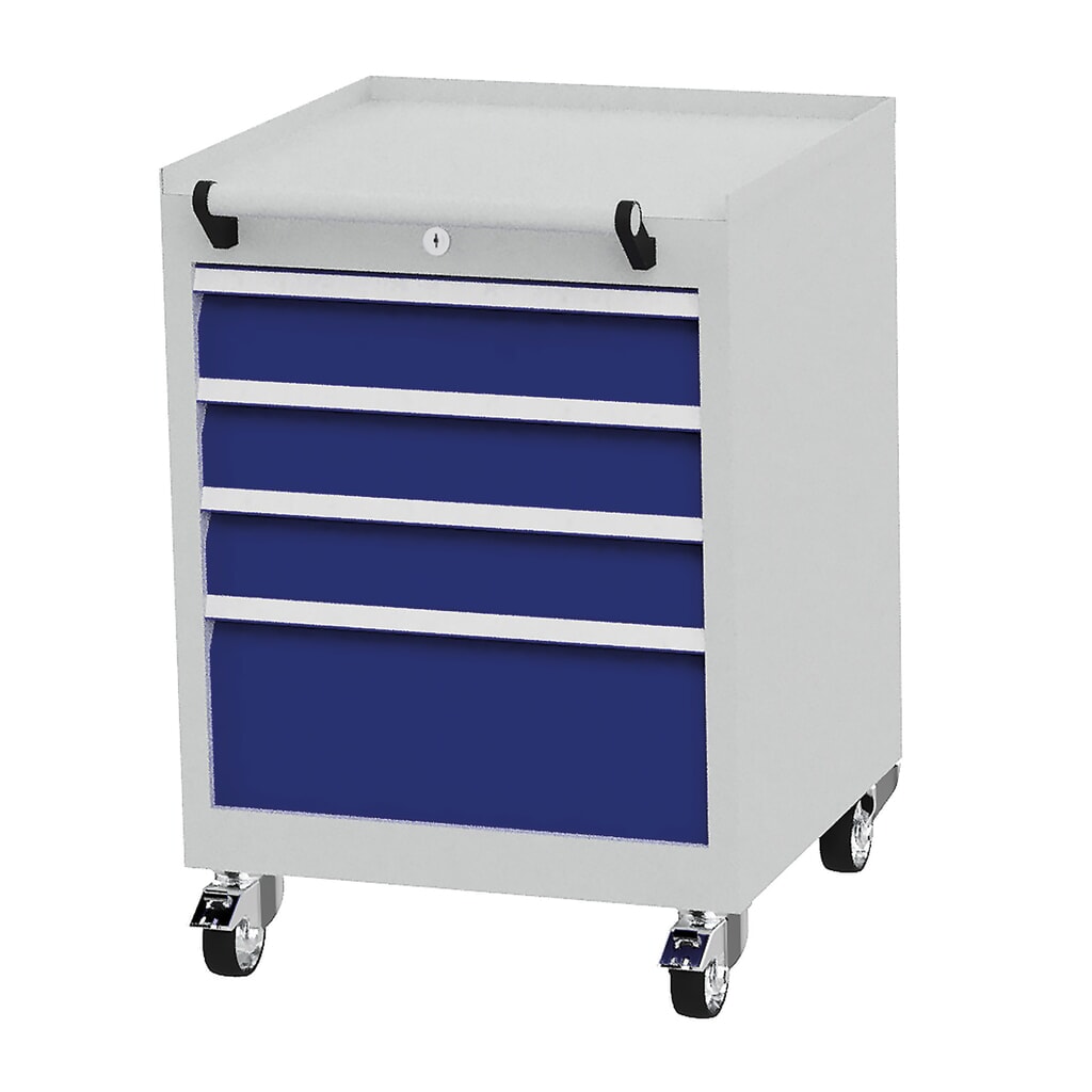 Conteneur à roulettes Bedrunka+Hirth avec capacité de charge de 50 kg par tiroir et extension totale, HxlxP 805 x 530 x 500 mm, bleu gentiane Illustration du produit: Conteneur à roulettes Bedrunka+Hirth avec capacité de charge de 50 kg par tiroir et extension totale, HxlxP 805 x 530 x 500 mm, bleu gentiane