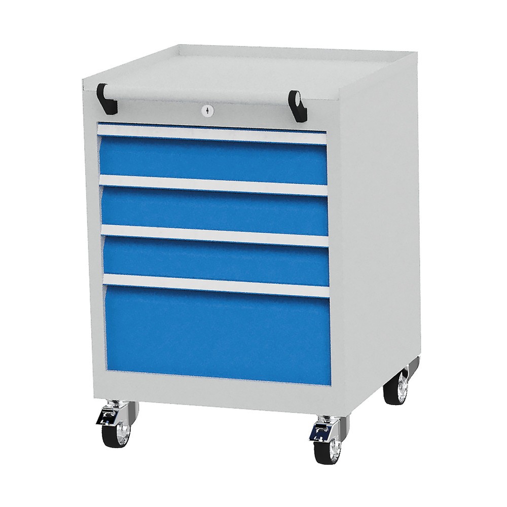 Numéro de l'image du produit 1: Conteneur à roulettes Bedrunka+Hirth avec capacité de charge de 50 kg par tiroir et extension totale, HxlxP 805 x 530 x 500 mm, bleu clair