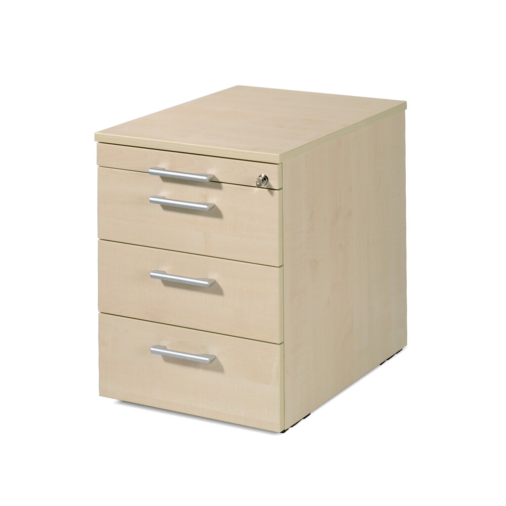 Conteneur à roulettes Lissabon, H x l x P 566 x 600 x 430 mm, 3 inserts en plastique, érable Illustration du produit: Conteneur à roulettes Lissabon, H x l x P 566 x 600 x 430 mm, 3 inserts en plastique, érable