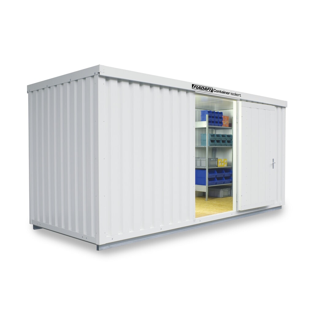 Conteneur à matériaux FLADAFI®, isolé, 10 m², avec sol isolé, haut. x larg. x prof. 2 500 x 5 080 x 2 170 mm, porte à un battant, centré sur la largeur Illustration du produit: Conteneur à matériaux FLADAFI®, isolé, 10 m², avec sol isolé, haut. x larg. x prof. 2 500 x 5 080 x 2 170 mm, porte à un battant, centré sur la largeur