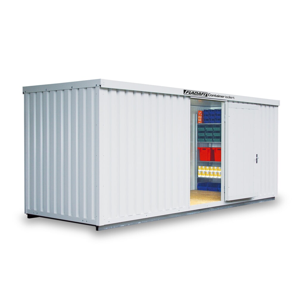 Illustration du produit: Conteneur à matériaux FLADAFI®, isolé, 12 m², avec sol isolé, haut. x larg. x prof. 2 500 x 6 080 x 2 170 mm, porte à un battant, centré à face avant