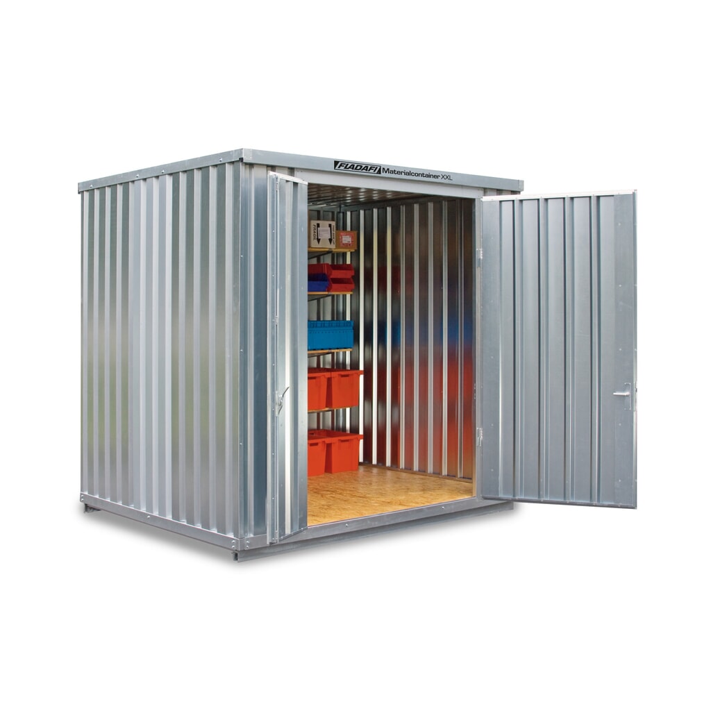 Illustration du produit: Conteneur à matériaux FLADAFI®, galvanisé, assemblé, XXL 7 m², haut. x larg. x prof. 2 595 x 3 020 x 2 540 mm, porte à doubles battants (division asymétrique), centrée en face avant