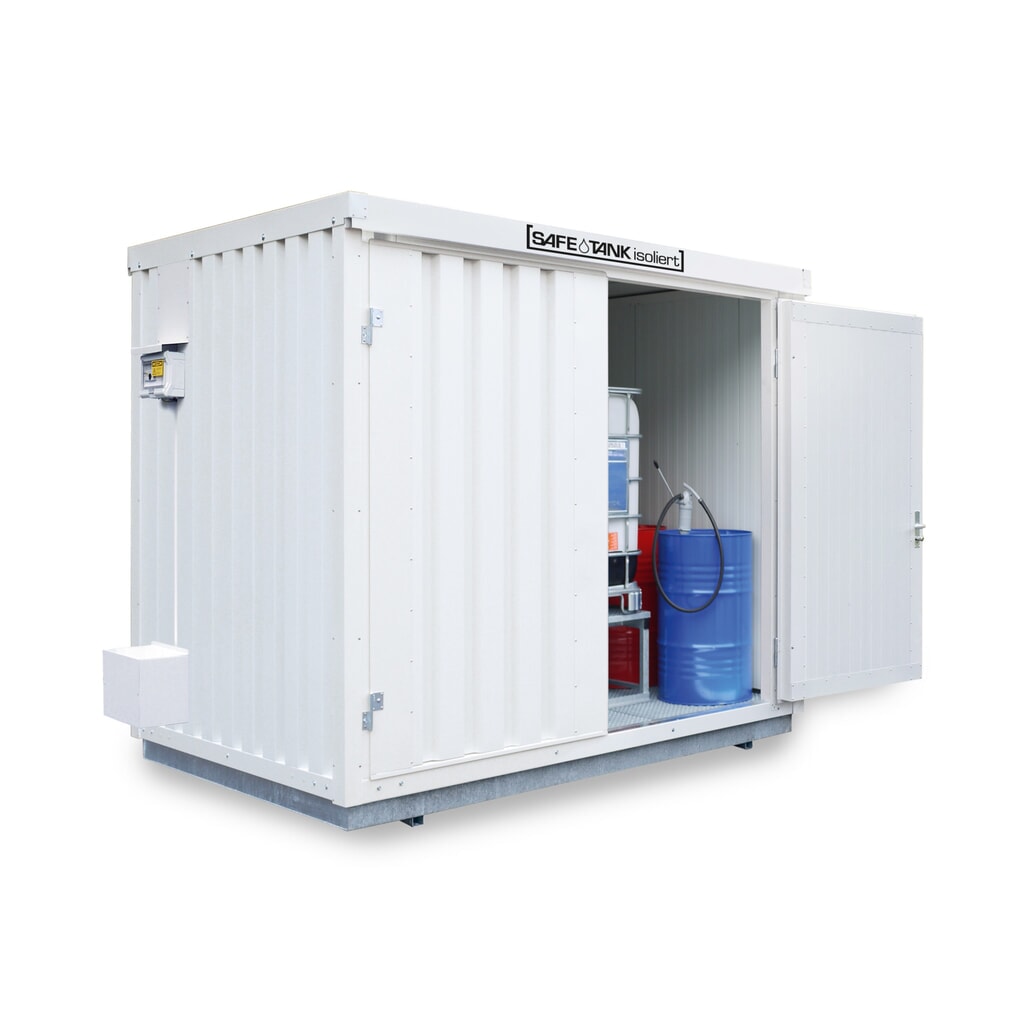 Conteneur pour substances dangereuses SAFE Tank 1000 KTC PLG, installation à l'extérieur, galvanisé, monté, dimensions extérieures 3 350x2 170x2 560 mm, porte à doubles battants, au centre du côté large, surface de stockage 5 m² Illustration du produit: Conteneur pour substances dangereuses SAFE Tank 1000 KTC PLG, installation à l'extérieur, galvanisé, monté, dimensions extérieures 3 350x2 170x2 560 mm, porte à doubles battants, au centre du côté large, surface de stockage 5 m²