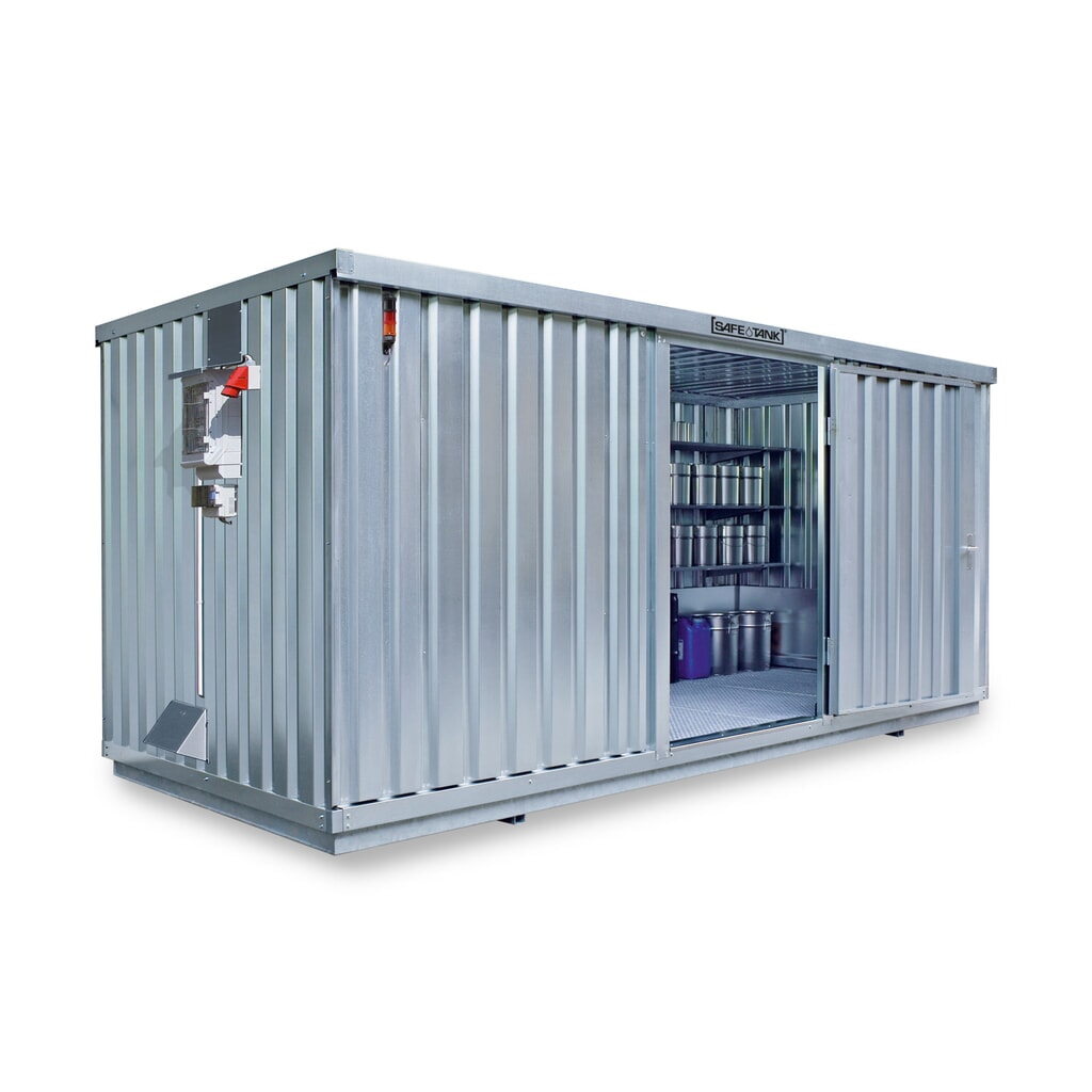 Conteneur pour substances dangereuses SAFE Tank 1700 CONTROL, dispositif antidéflagrant automatisé pour une efficacité énergétique et une sécurité maximales, dimensions extérieures 5 380x2 170x2 300 mm, porte à doubles battants (division Illustration du produit: Conteneur pour substances dangereuses SAFE Tank 1700 CONTROL, dispositif antidéflagrant automatisé pour une efficacité énergétique et une sécurité maximales, dimensions extérieures 5 380x2 170x2 300 mm, porte à doubles battants (division