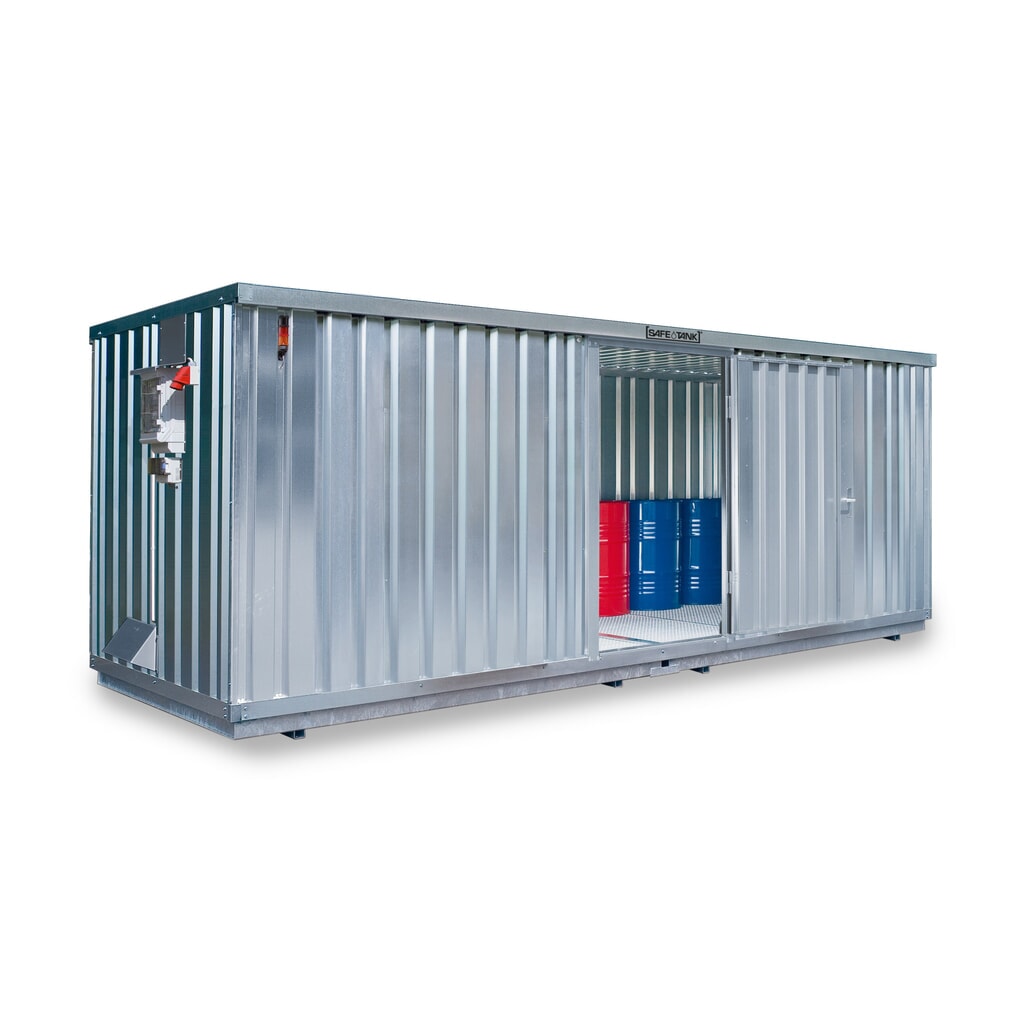 Conteneur pour substances dangereuses SAFE Tank 1900 CONTROL, dispositif antidéflagrant automatisé pour une efficacité énergétique et une sécurité maximales, dimensions extérieures 6 380x2 170x2 310 mm, porte à doubles battants (division Illustration du produit: Conteneur pour substances dangereuses SAFE Tank 1900 CONTROL, dispositif antidéflagrant automatisé pour une efficacité énergétique et une sécurité maximales, dimensions extérieures 6 380x2 170x2 310 mm, porte à doubles battants (division