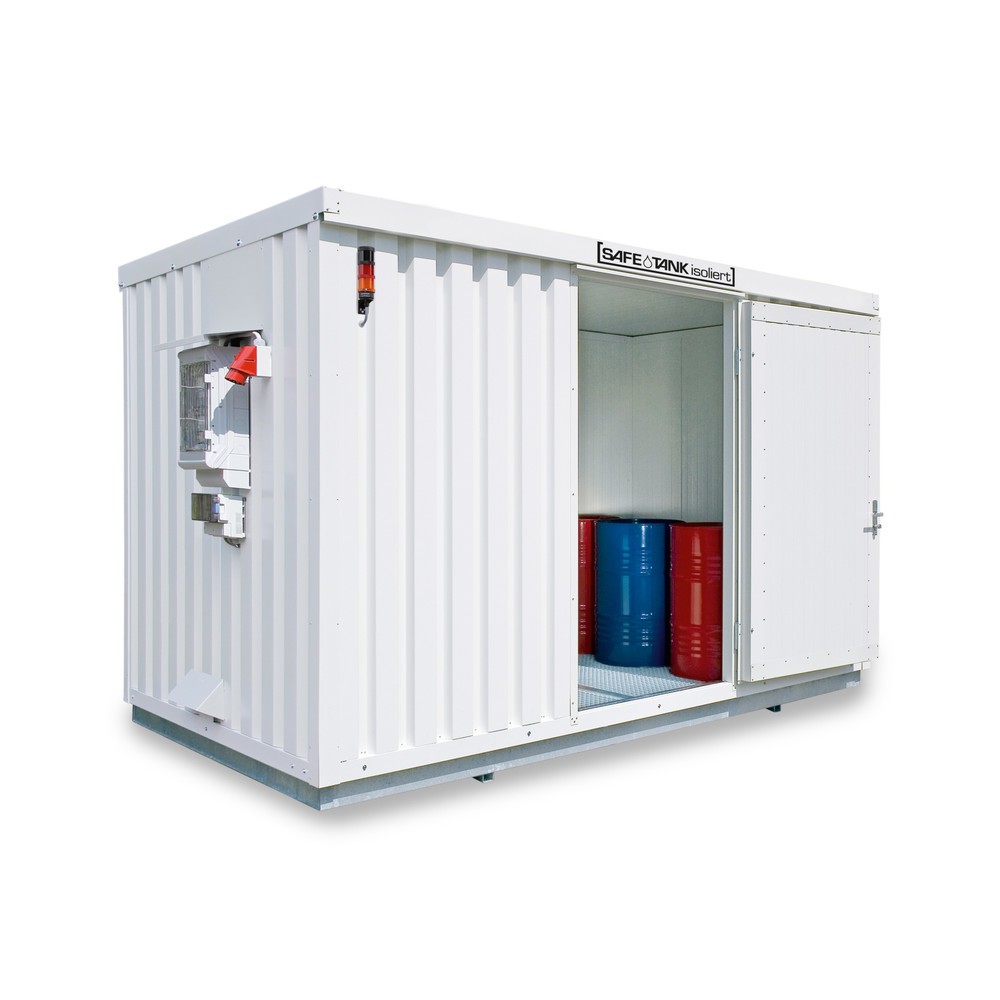 Numéro de l'image du produit 1: Conteneur pour substances dangereuses SAFE Tank 1000 KTC isolé CONTROL, dispositif antidéflagrant automatisé pour une efficacité énergétique et une sécurité maximales, dimensions extérieures 4 350x2 170x2 510 mm, porte à un battant, au