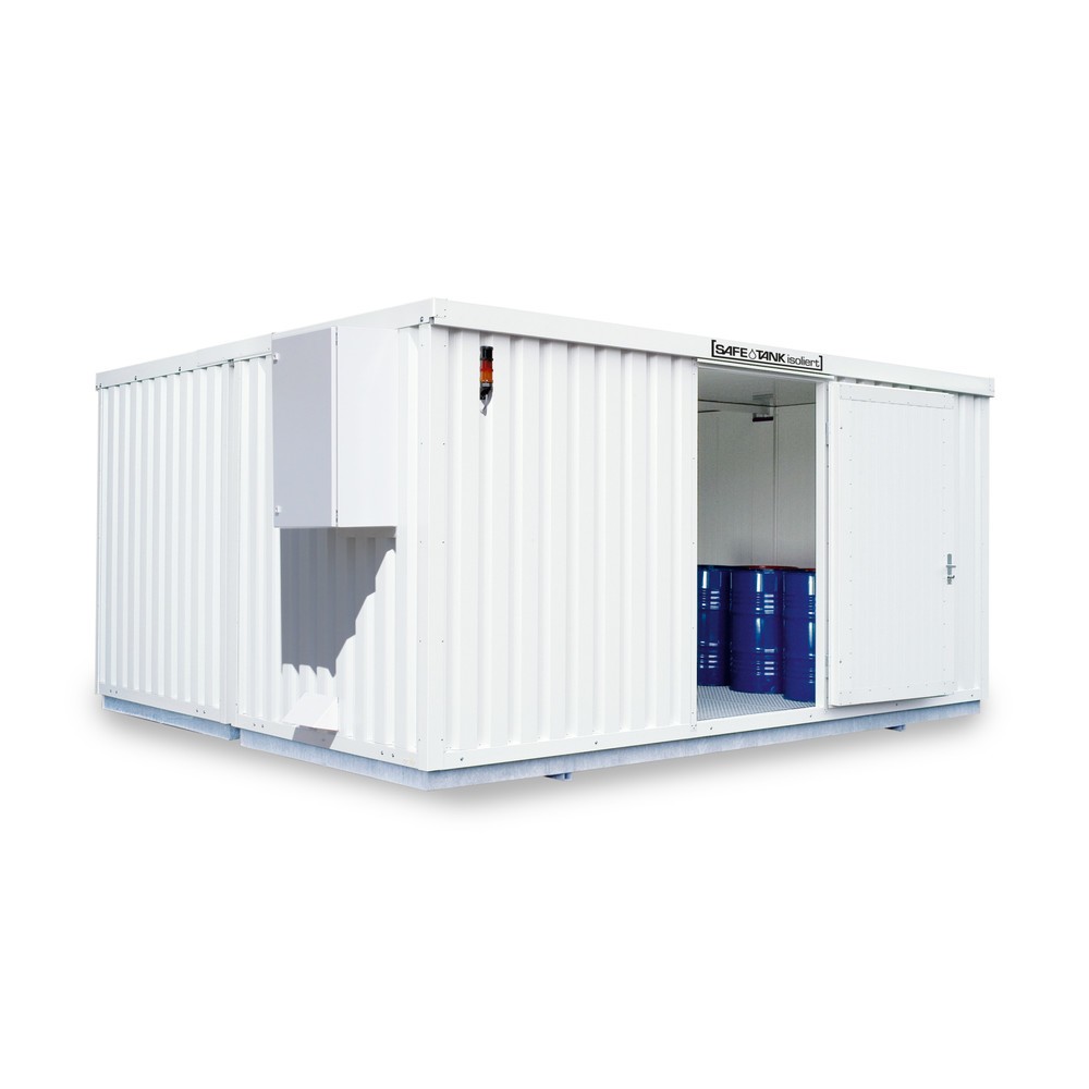 Numéro de l'image du produit 1: Conteneur pour substances dangereuses SAFE Tank 4000 isolé CONTROL, dispositif antidéflagrant automatisé pour une efficacité énergétique et une sécurité maximales, dimensions extérieures 5 380x4 340x2 520 mm, porte à un battant, au centre du