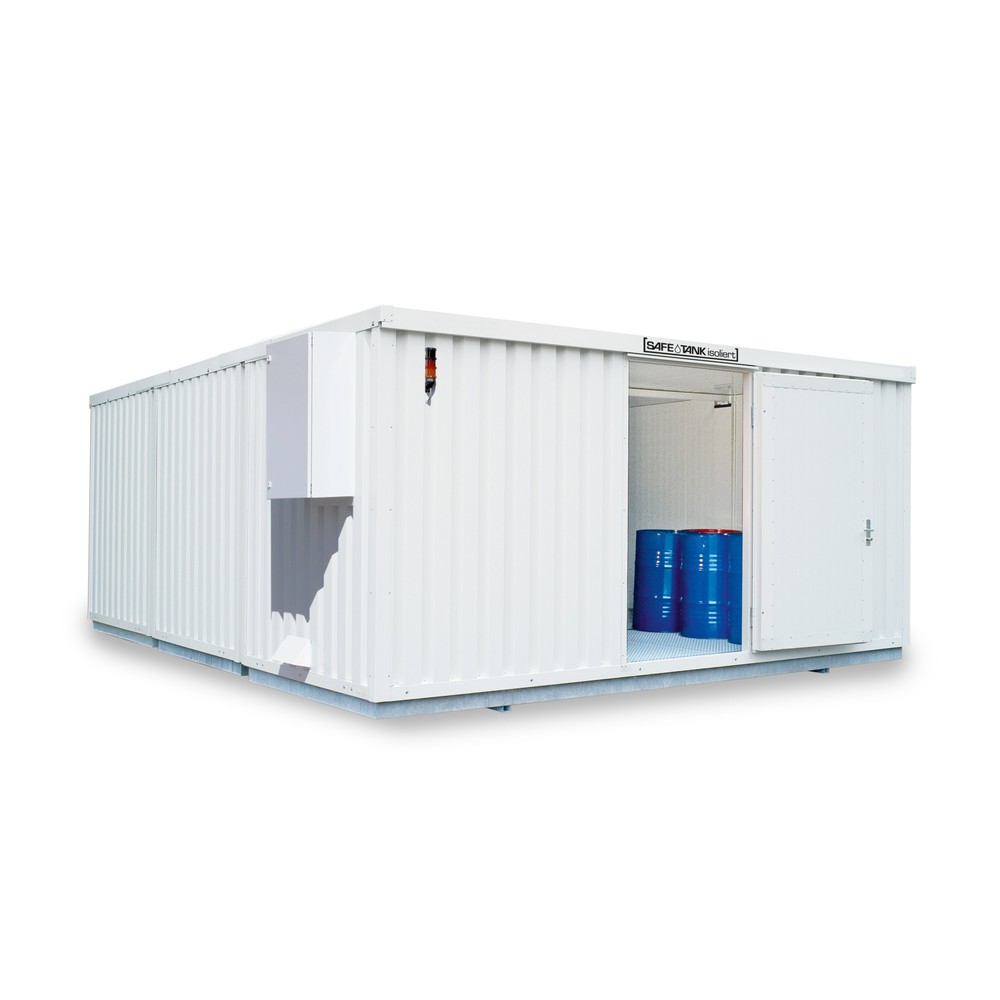 Illustration du produit: Conteneur pour substances dangereuses SAFE Tank 5000 isolé CONTROL, dispositif antidéflagrant automatisé pour une efficacité énergétique et une sécurité maximales, dimensions extérieures 5 380x6 520x2 520 mm, porte à un battant, latéral