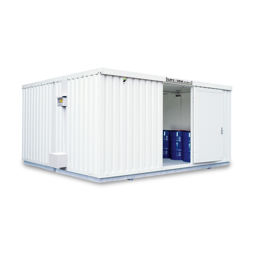 Numéro de l'image du produit 1: Conteneur pour substances dangereuses SAFE Tank 4000 ECO, efficacité énergétique grâce à la commande du ventilateur en fonction des besoins, dimensions extérieures 5 380x4 340x2 520 mm, porte à un battant, au centre du côté large, surface de