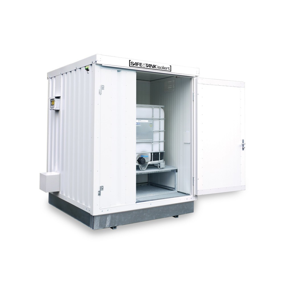 Numéro de l'image du produit 1: Conteneur pour substances dangereuses SAFE Tank 3000 ECO, efficacité énergétique grâce à la commande du ventilateur en fonction des besoins, dimensions extérieures 2 400x2 170x2 650 mm, porte à un battant, au centre du côté large, surface de