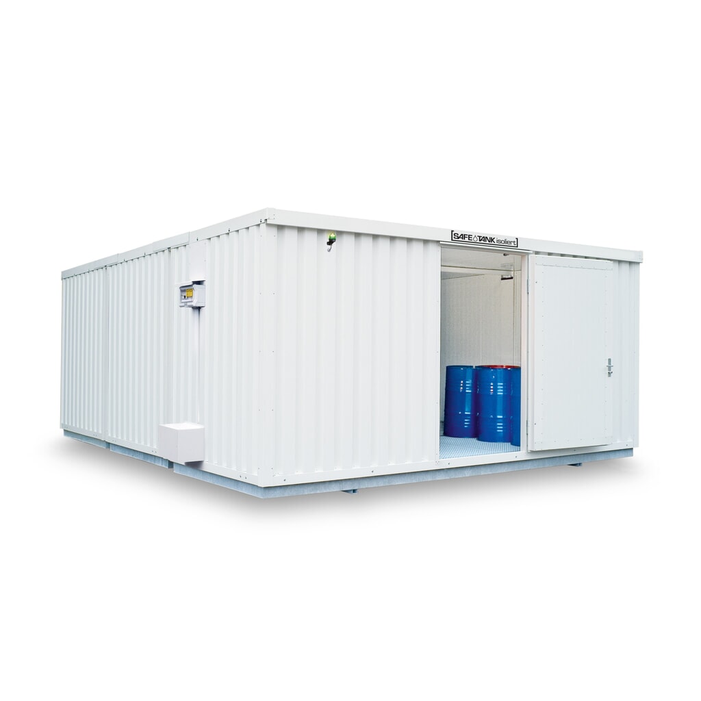Conteneur pour substances dangereuses SAFE Tank 5000 ECO, efficacité énergétique grâce à la commande du ventilateur en fonction des besoins, dimensions extérieures 5 380x6 520x2 520 mm, porte à un battant, latéral dans le côté de 2 m, Illustration du produit: Conteneur pour substances dangereuses SAFE Tank 5000 ECO, efficacité énergétique grâce à la commande du ventilateur en fonction des besoins, dimensions extérieures 5 380x6 520x2 520 mm, porte à un battant, latéral dans le côté de 2 m,