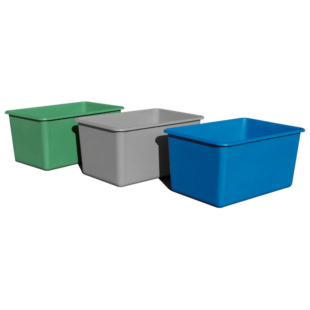 Conteneur rectangulaire CEMO en plastique renforcé de fibres de verre, 100 litres, hauteur 290 mm, vert Illustration du produit: Conteneur rectangulaire CEMO en plastique renforcé de fibres de verre, 100 litres, hauteur 290 mm, vert