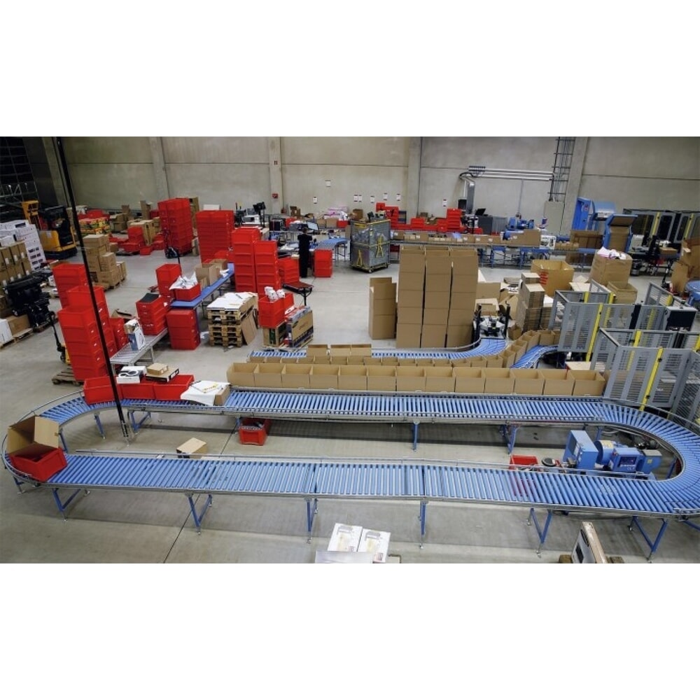 Numéro de l'image du produit 3: Convoyeur léger à rouleaux, rouleaux en plastique, courbe de 90°, largeur de 300 mm, entraxe : 100 mm