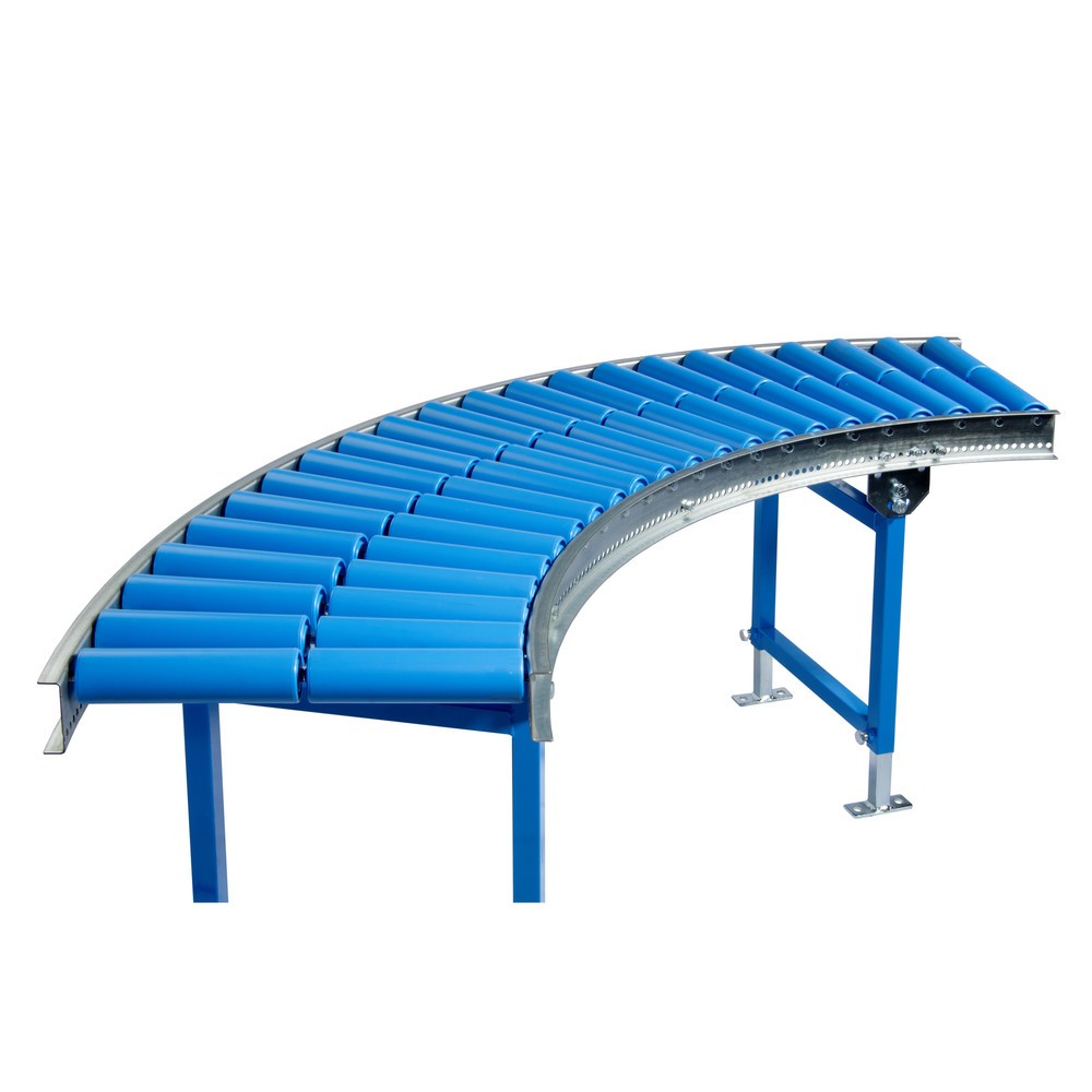 Illustration du produit: Convoyeur léger à rouleaux, rouleaux en plastique, courbe de 45°, largeur de 300 mm, entraxe : 100 mm