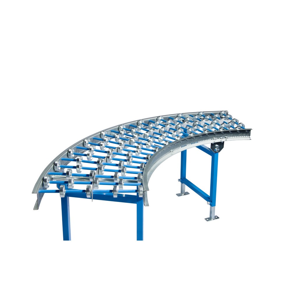 Illustration du produit: Convoyeur léger à roulettes, roulettes en acier, courbe de 90°, largeur de 300 mm, entraxe : 125 mm